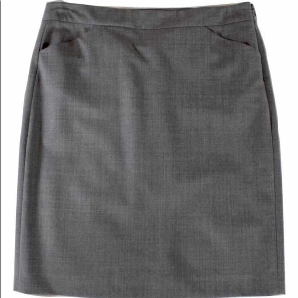 Theory Gray Wool Pencil Skirt with Pockets